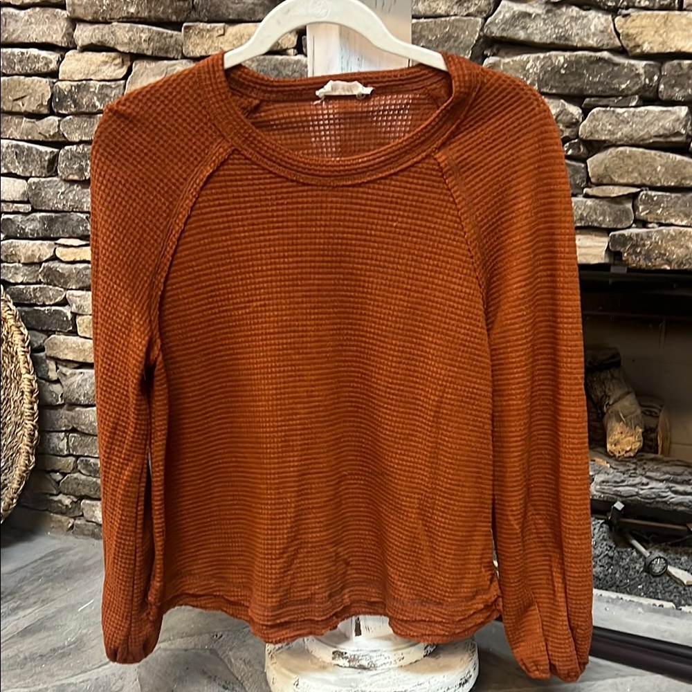 Women's Rust Waffle Knit Top
